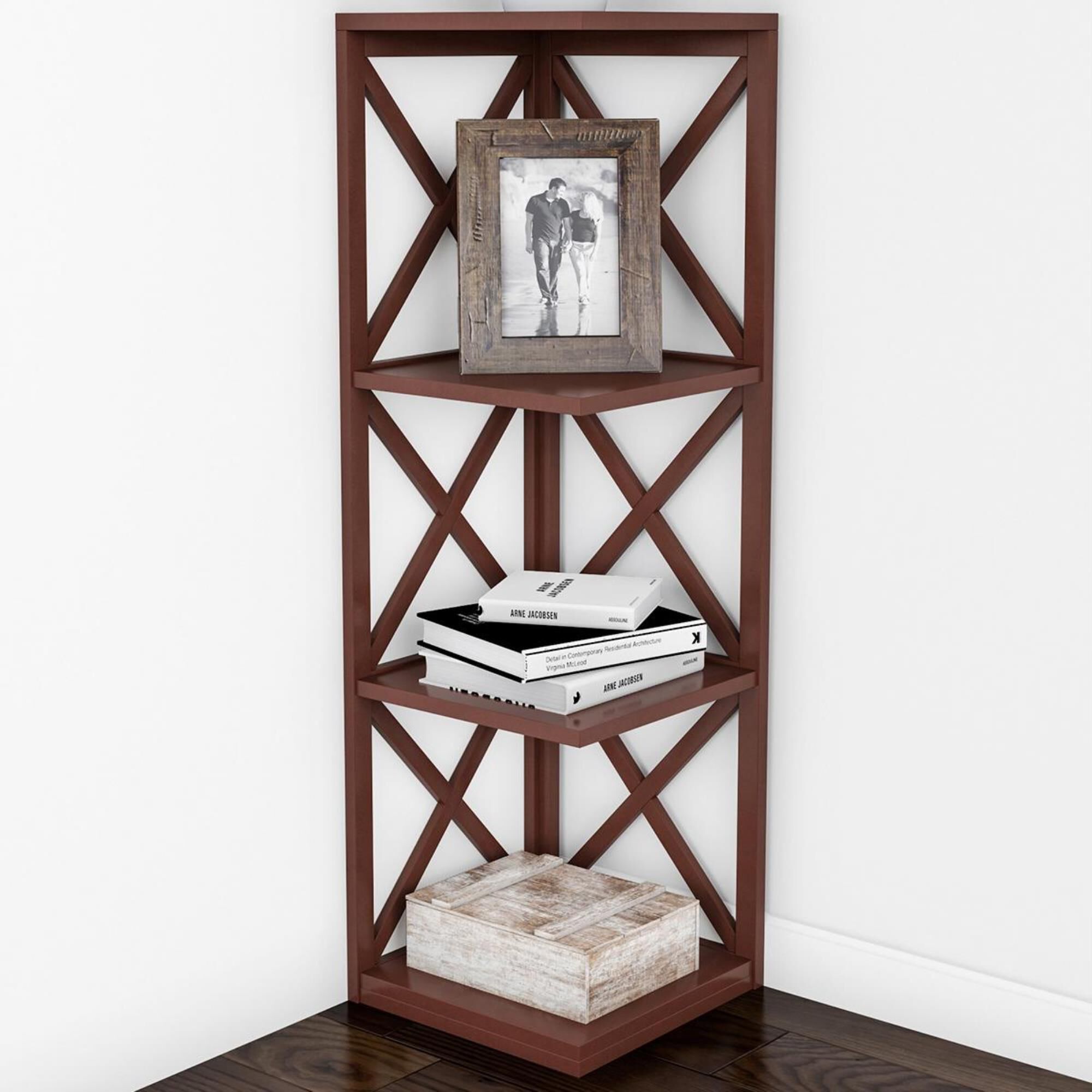 Brown corner discount bookcase