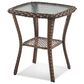 Hearth and Haven 23" Outdoor Wicker Side Table with Glass Top in Brown, , large