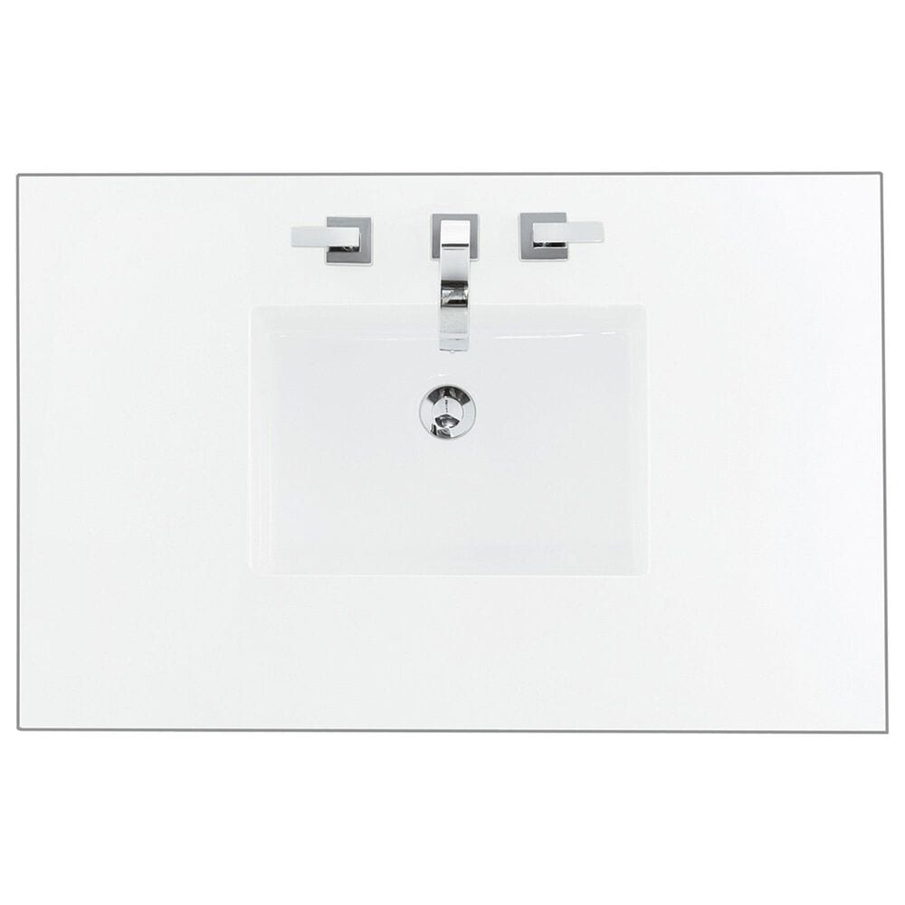 James Martin Vanities Brookfield 36&quot; Single Bathroom Vanity in Pecan with 3 cm White Zeus Quartz Top and Rectangular Sink, , large
