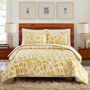 Peking Handicraft Star Dot 3-Piece Full/Queen Duvet Set in Yellow and White, , large