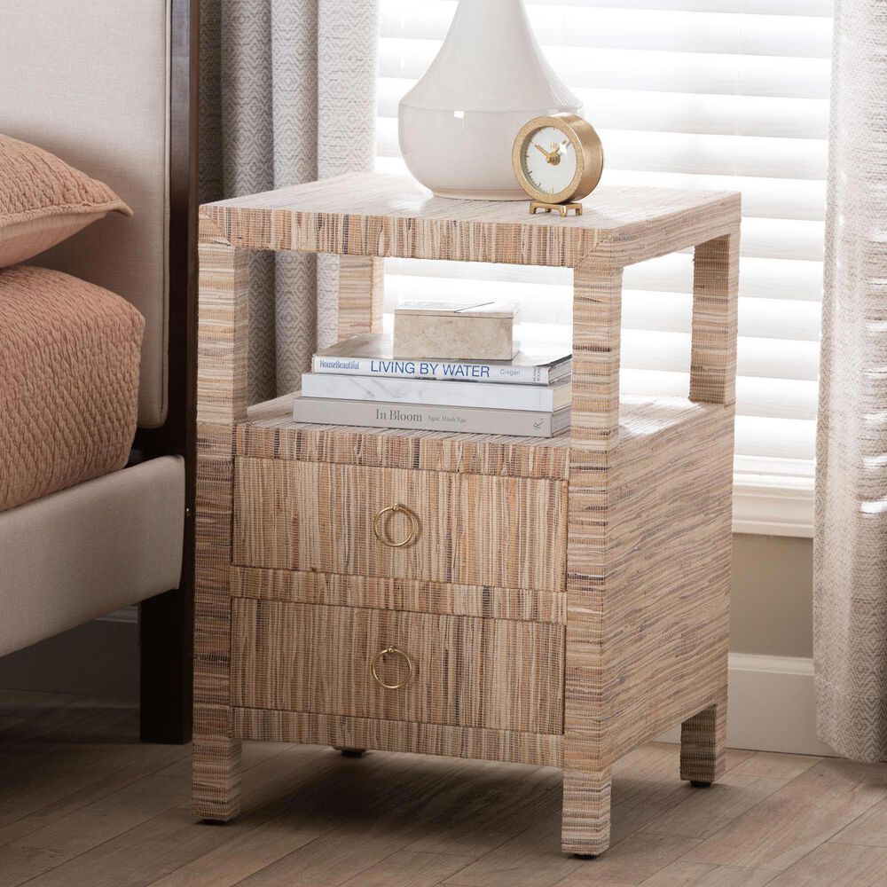 Baxton Studio Paine 2-Drawer Nightstand in Natural, , large