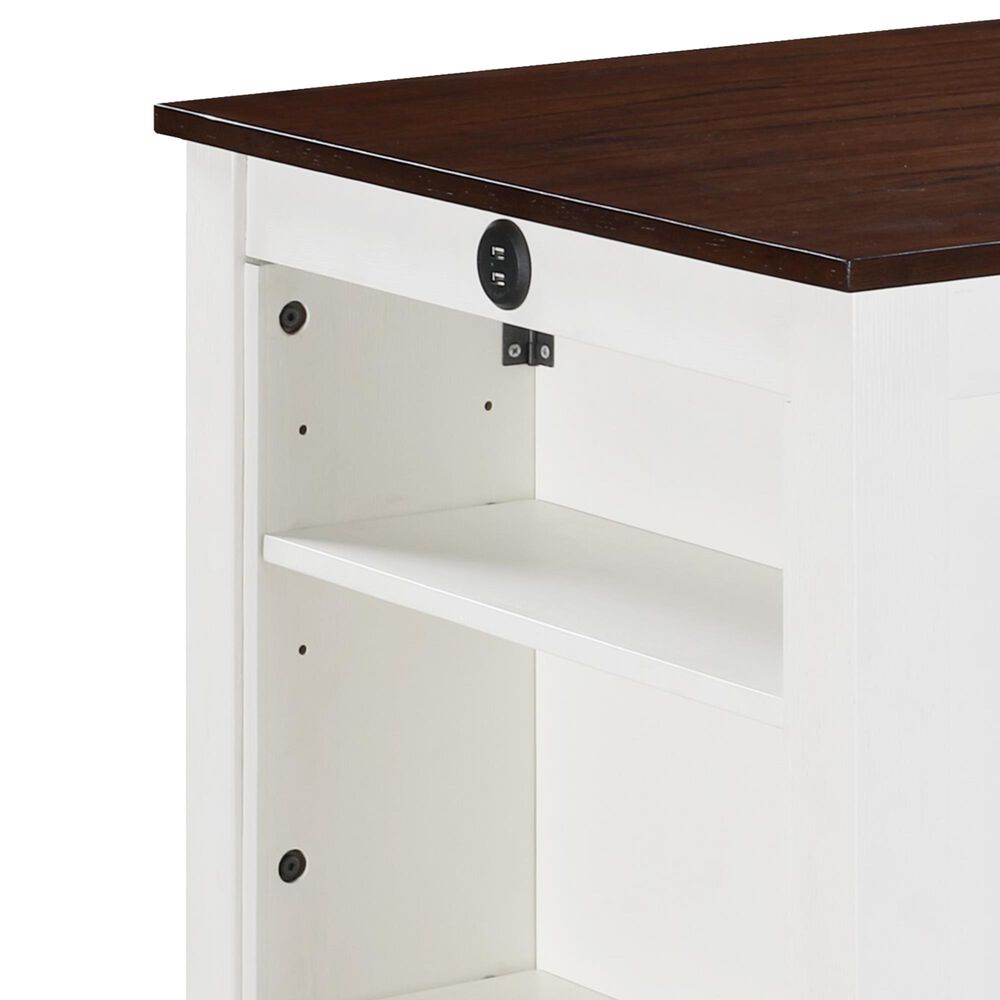 HOMLUX 3-Piece Counter Height Dining Set with Shelves and 2-Chair in White and Rich Espresso, , large