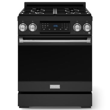 Thor Kitchen Gordon Ramsay 4.55 Cu. Ft. 30" Professional Liquid Propane Range with Stainless Steel Handle Kit in Black, , large