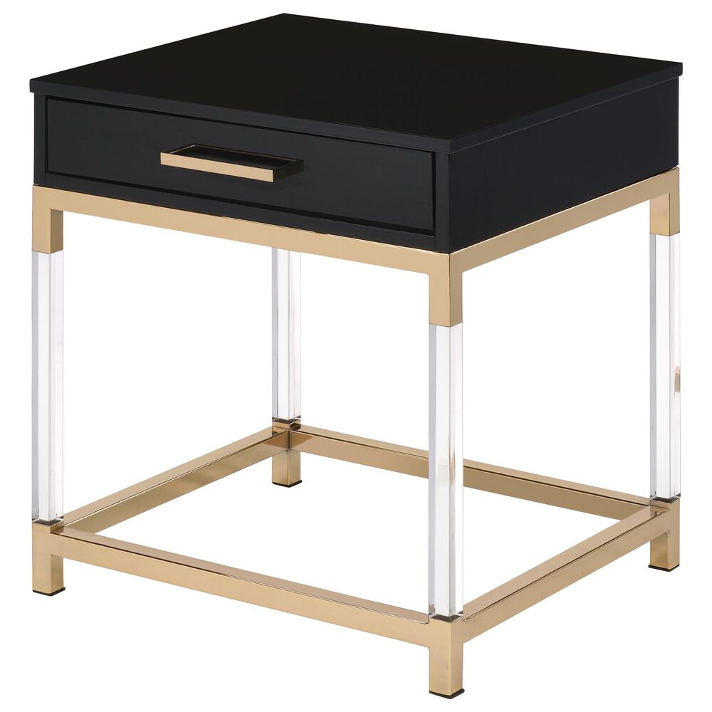 Gunnison Co. Adiel End Table in Black, Gold and Clear , , large