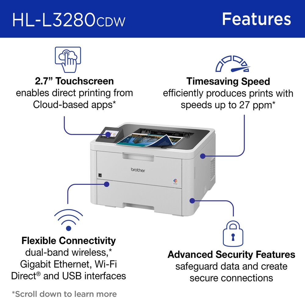 Brother HL-L3280CDW Wireless Compact Digital Color Printer, , large