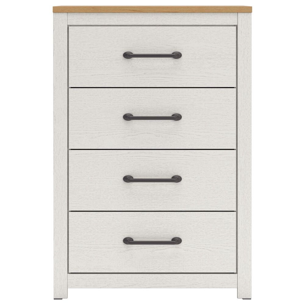 Ashley Linnocreek 4-Drawer Drawer Chest in White and Warm Brown, , large