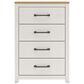 Ashley Linnocreek 4-Drawer Drawer Chest in White and Warm Brown, , large