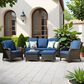 HOMLUX 5-Piece Patio Furniture Set with Chairs and Ottomans, High Back Outdoor Sofa Set, Brown Rattan in Denim Blue, , large