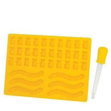 Mrs. Anderson"s Gummy Worm and Bear Mold with Dropper Set in Dark Yellow, , large