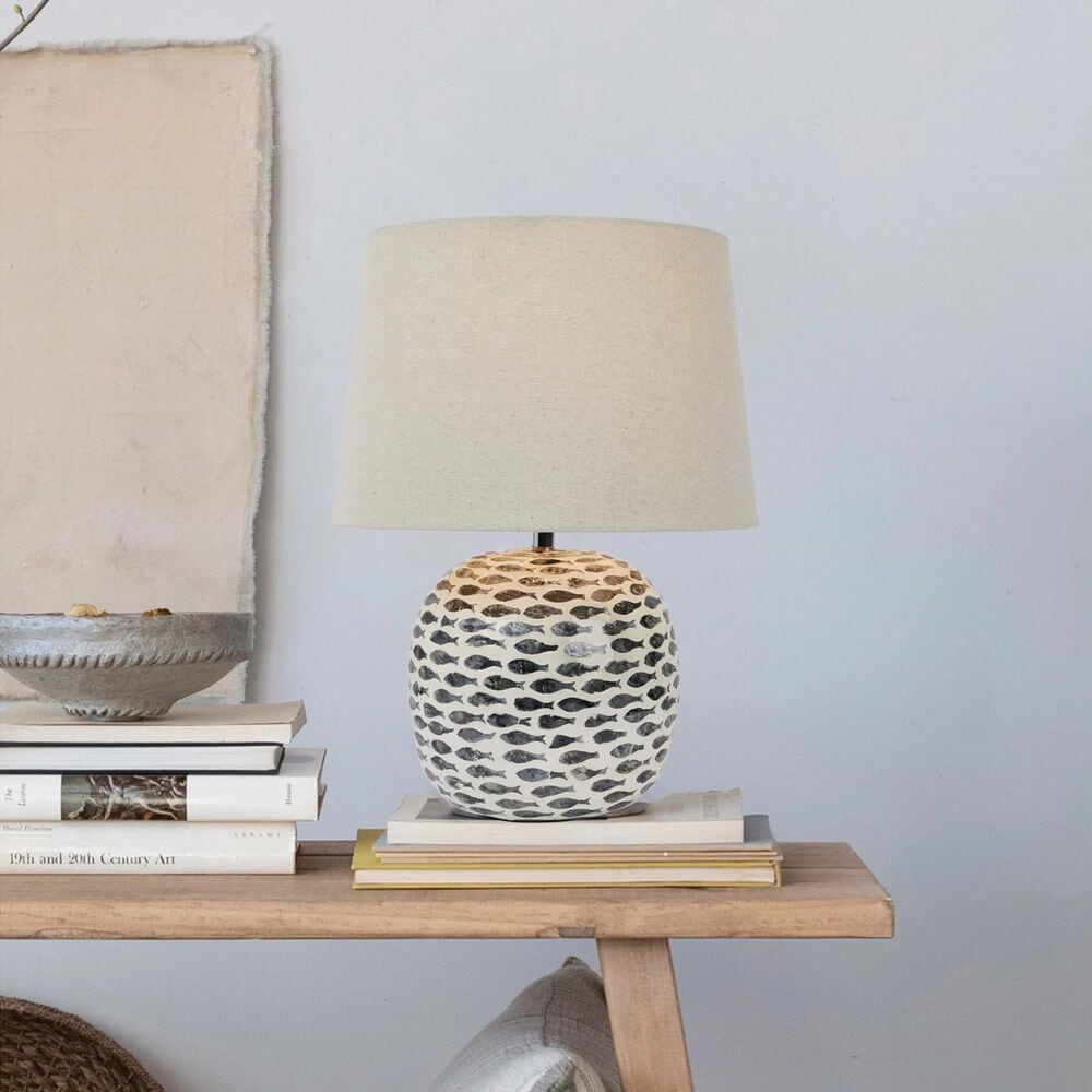 Teak Interiors Shoreline Table Lamp in Blue and White, , large