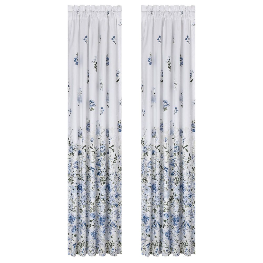 J. Queen New York Kourtney 84" x 41" Window Panel Pair in Blue, White and Green, , large
