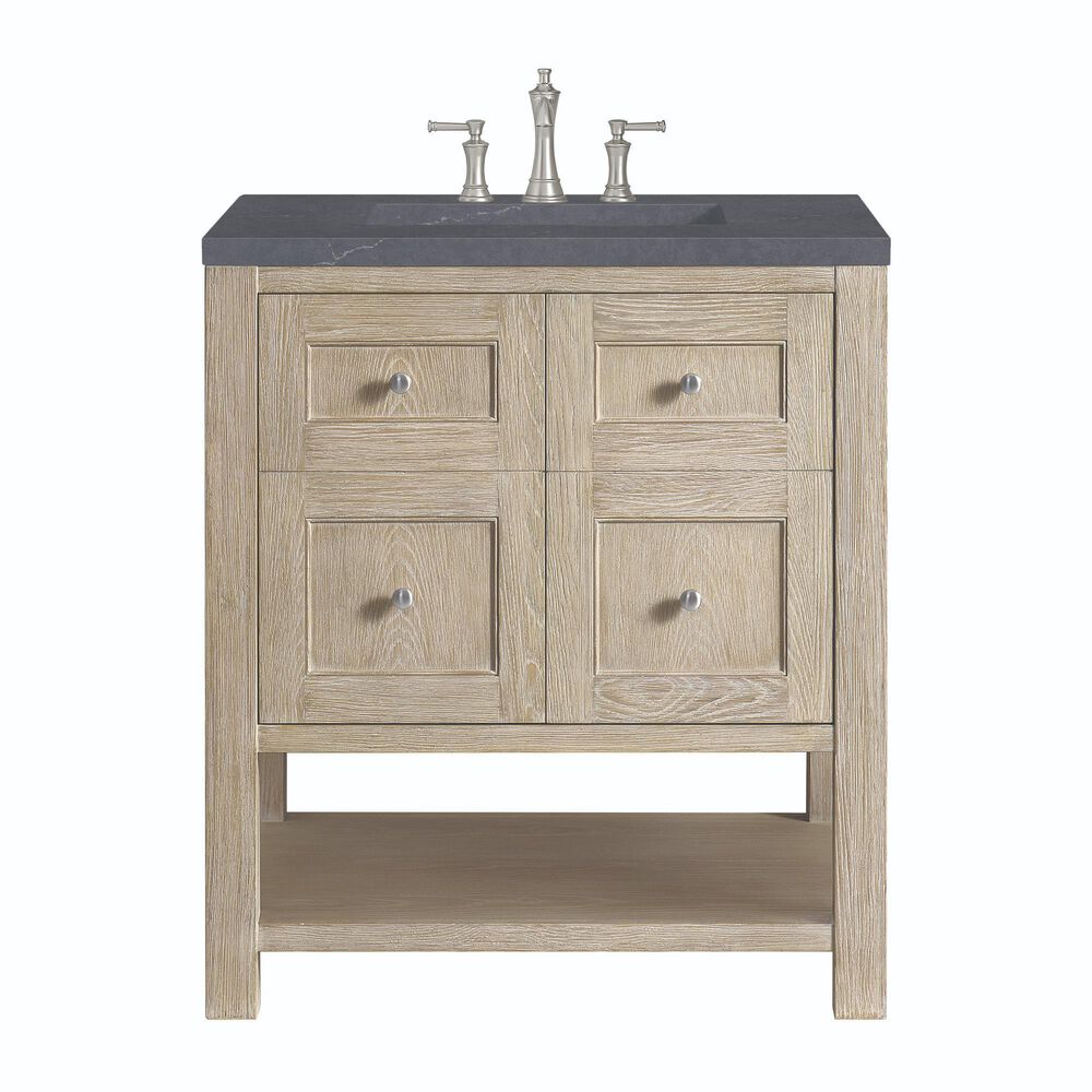 James Martin Vanities Breckenridge 30" Single Vanity, Whitewashed Oak w/ 3 CM Charcoal Soapstone Quartz Top, , large
