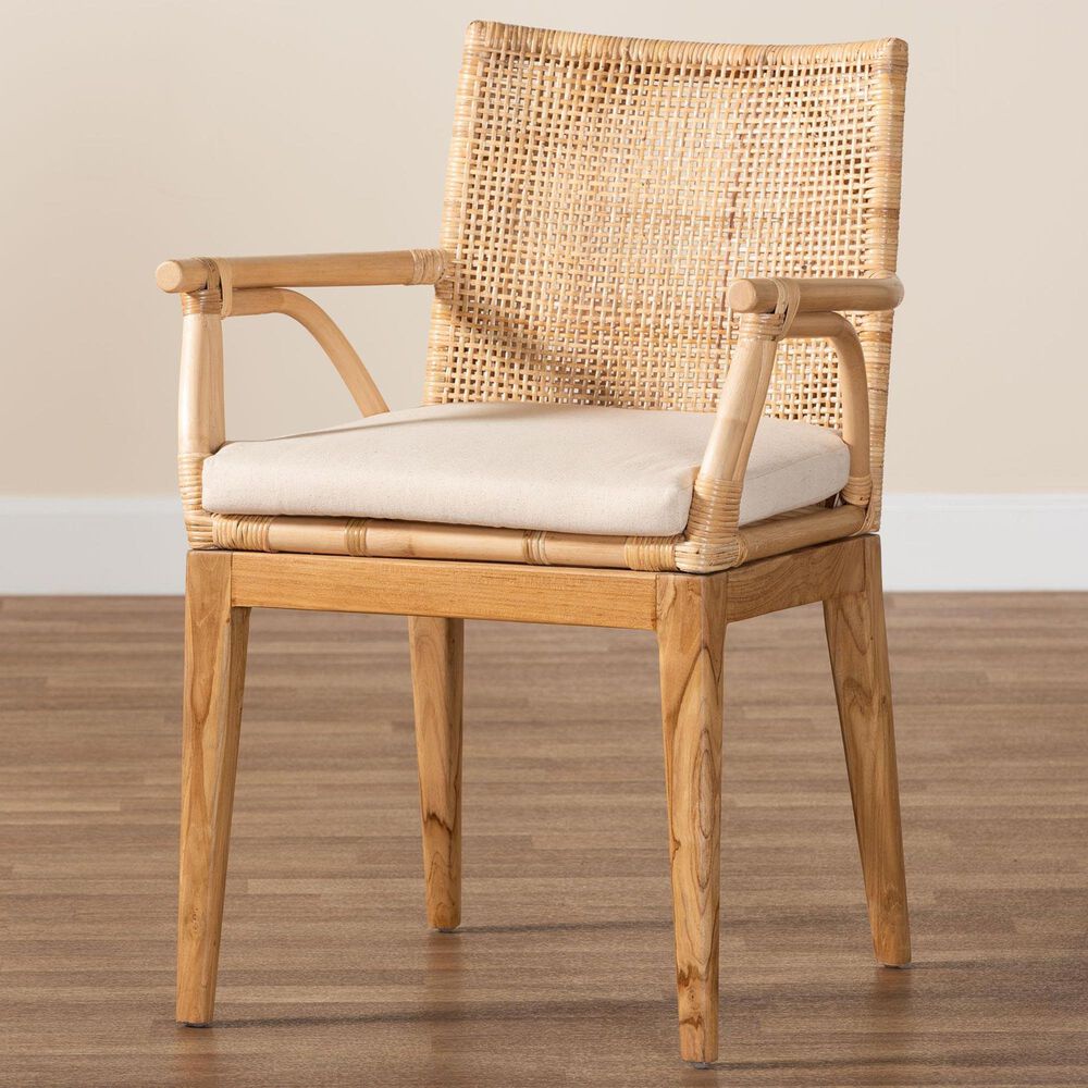 Baxton Studio Storsel Arm Chair in Natural Brown, , large