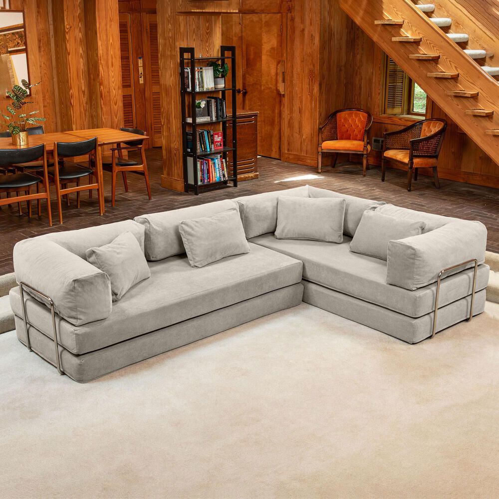 Jaxx Unsofa 2-Piece Modular Right Facing L-Shaped Sectional in Stucco Grey, , large