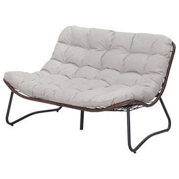 Hearth and Haven Outdoor Glider Loveseat with Cushion and Brown Wicker in Gray, , large