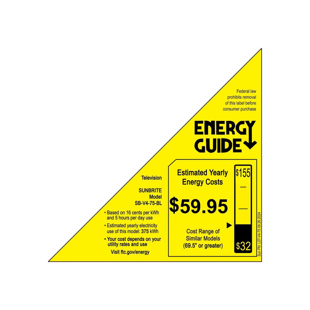 Sunbrite 75" Veranda 4 Series - Smart Outdoor TV - Full Shade - 4K UHD HDR, , large