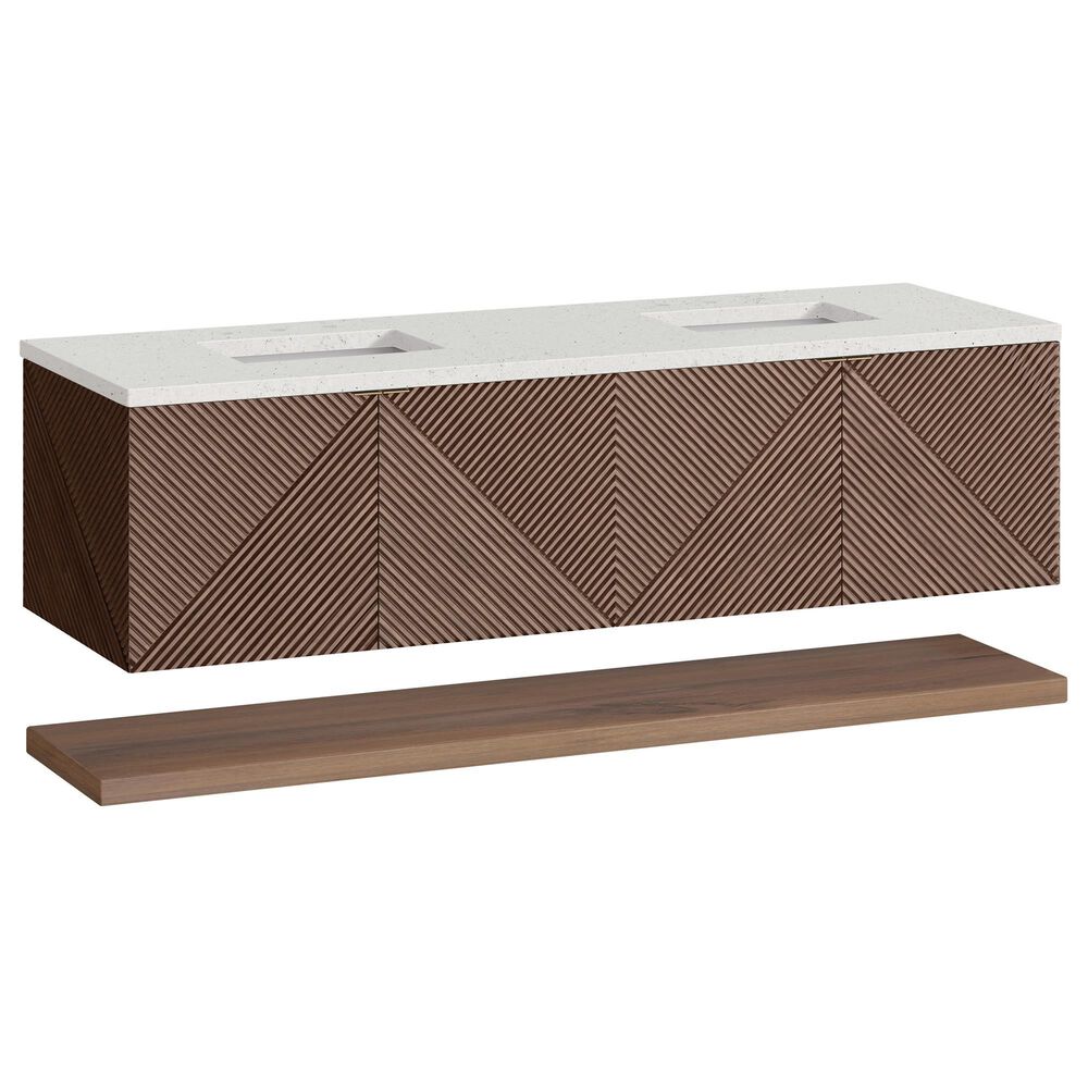 James Martin Vanities Marcello 72" Wall Mounted Double Bathroom Vanity in Chestnut with 3 cm Lime Delight Quartz Top and Rectangular Sinks, , large