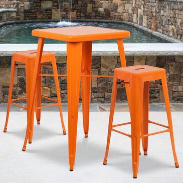 Flash Furniture 3-Piece Metal Bar Table Set in Orange, , large