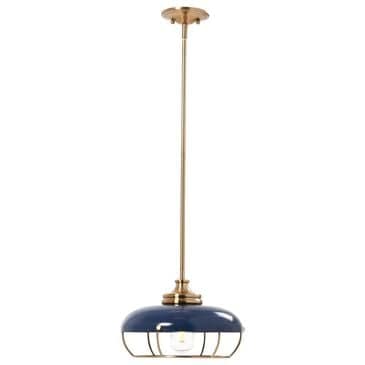Creative Coop Presley 1-Light Pendant Light with Navy Blue Shade in Brushed Brass, , large