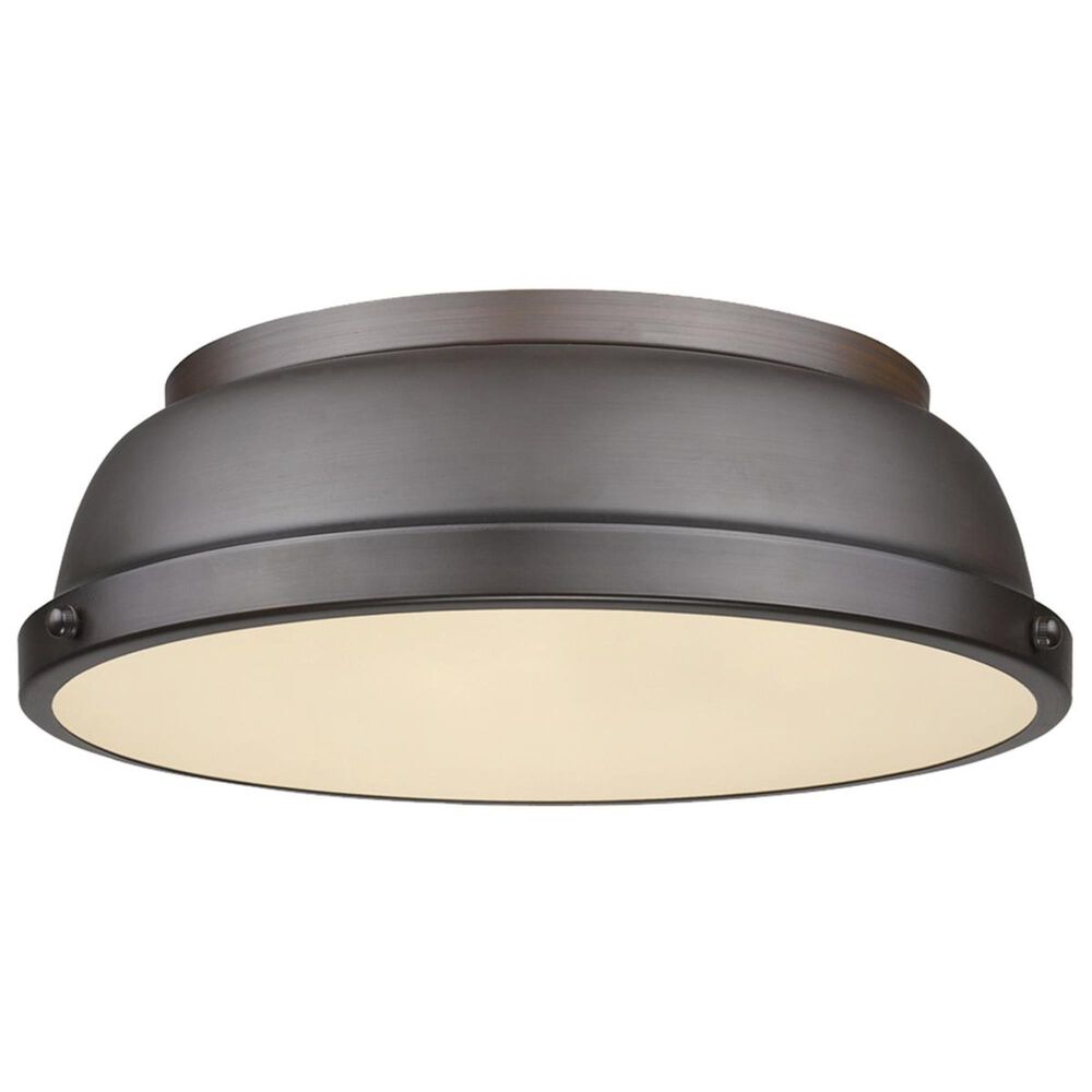 Golden Lighting Duncan 14" Flush Mount in Rubbed Bronze with a Rubbed Bronze Shade, , large