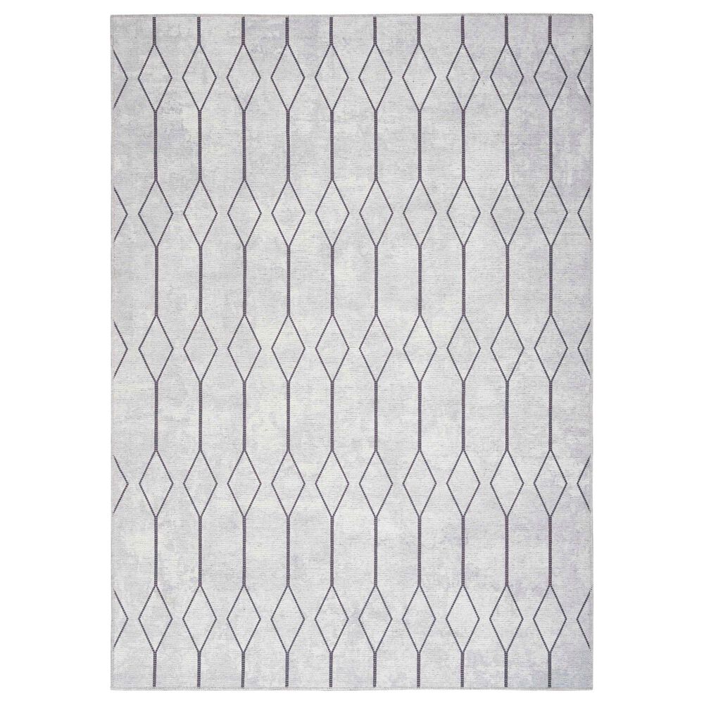 Nourison Machine Washable Series 1 7"10" x 9"10" Ivory and Grey Area Rug, , large