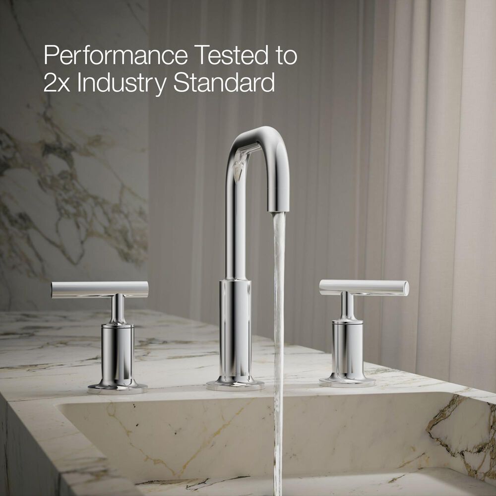 Kohler Purist Widespread Bathroom Sink Faucet with Lever Handles and High Gooseneck Spout in Polished Chrome, , large