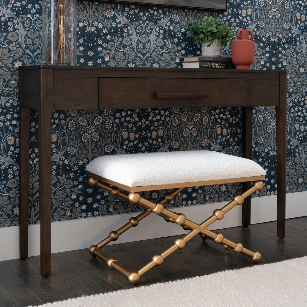 Linon Home Decor Campaign Sphere Stool in Gold, , large