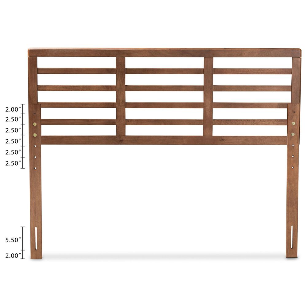 Baxton Studio Salome Queen Slat Headboard in Walnut Brown, , large