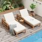HOMLUX Adjustable Outdoor Chaise Lounge with Armrests and Light Teak Frame in Beige (Set of 2), , large