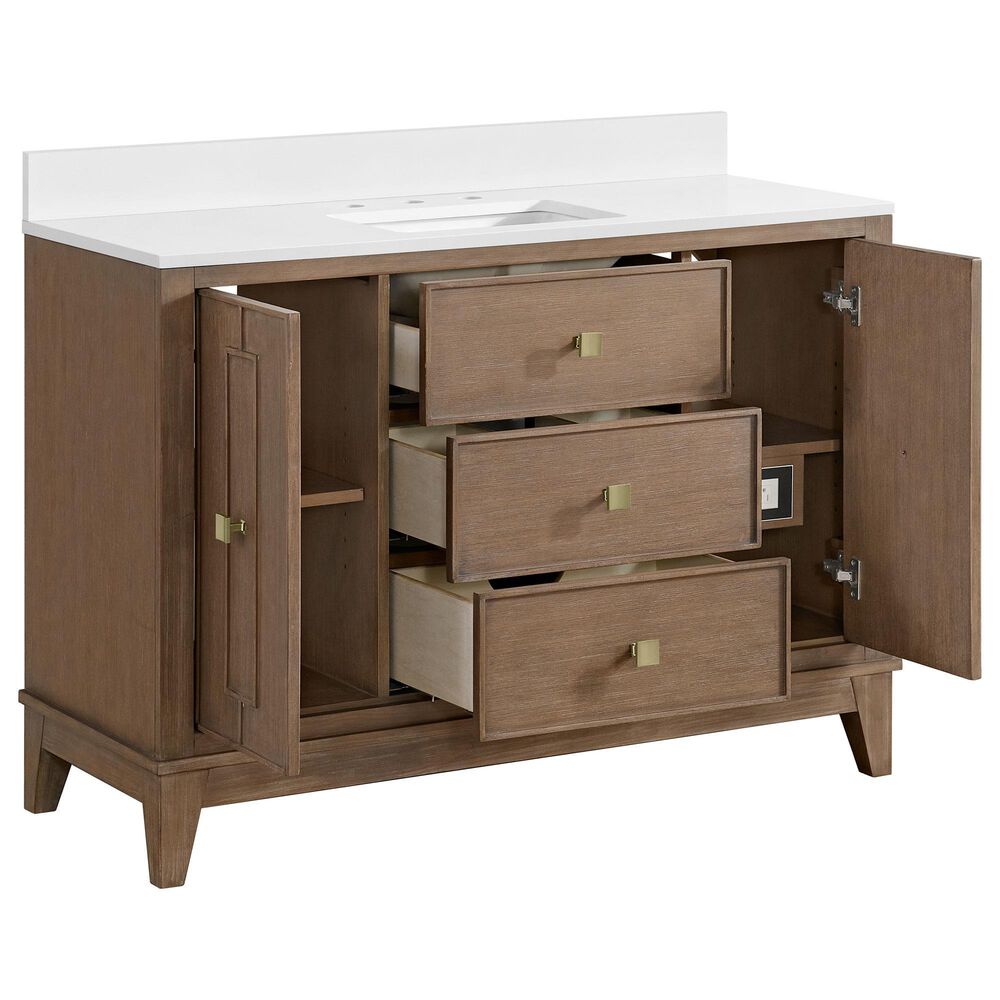 37B Kinsale 48" Single Bathroom Vanity Cabinet in Walnut Drift with White Composite Stone Top and Backsplash, , large