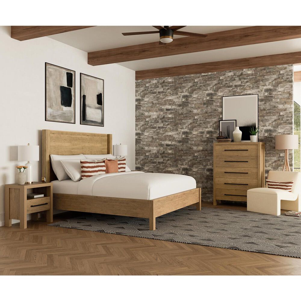 Shannon Hills Davie Queen Wood Panel Bed in Pale Oak, , large
