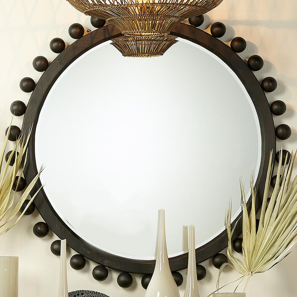 Splendor Living Ellery Round Wall Mirror in Dark Charcoal, , large