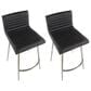 Lumisource Mason Swivel Counter Stool with Black Cushion in Stainless Steel and Walnut (Set of 2), , large