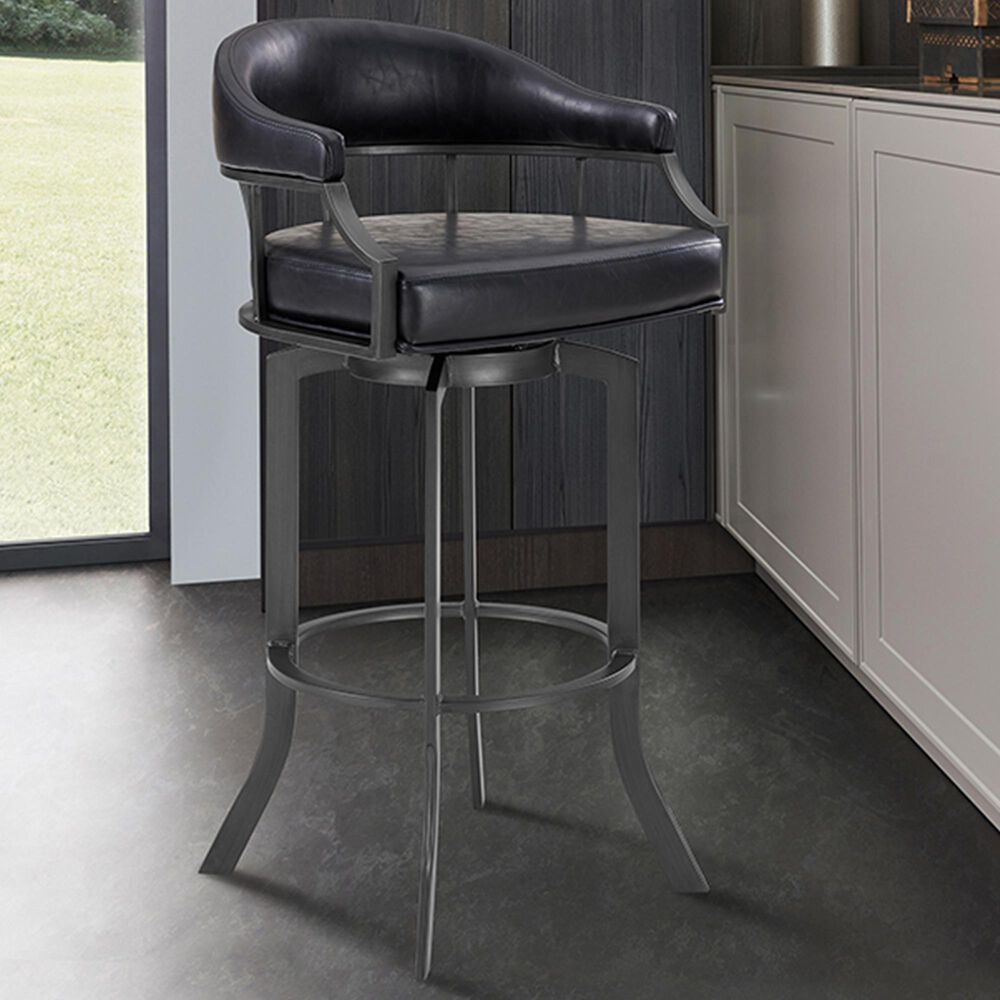 Blue River Edy Swivel 26&quot; Counter Stool with Black Cushion in Mineral, , large