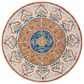 L&R Resources Sinuous Leon Medallion 6" Round Orange, Cream, Blue and Green Area Rug, , large