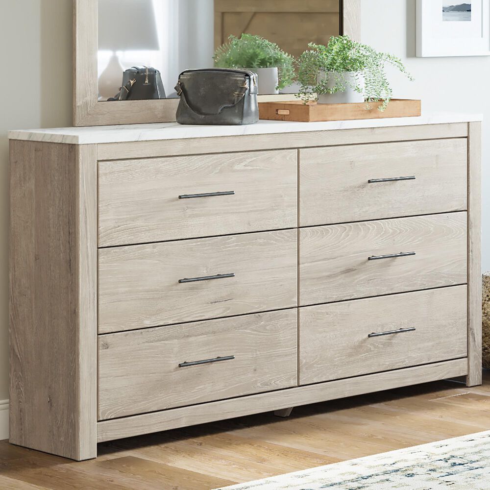 Ashley Senniberg 6 Drawer Dresser in Light Brown and White, , large