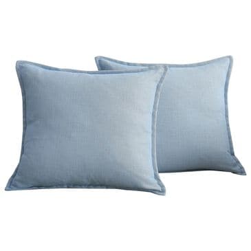 BCP Home 20" x 20" Faux Linen Throw Pillow in Subdued Blue (Set of 2), , large