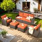 HOMLUX 5-Piece Patio Conversation Set with Brown Wicker in Orange Red, , large