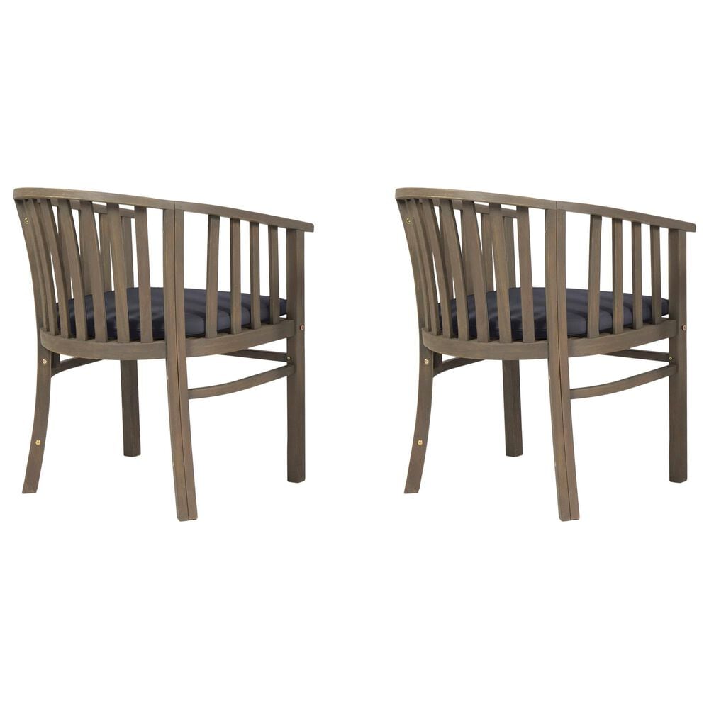 Hearth and Haven Outdoor Wooden Dining Chairs with Grey Frame in Dark Grey (Set of 2), , large