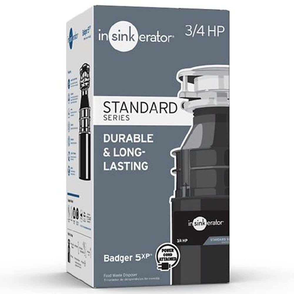 InSinkerator Badger 5XP 3/4 HP Garbage Disposal with Cord in Waterborne Gray Enamel, , large