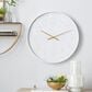 Maple and Jade Round Decorative Wall Clock in Polished White and Gold, , large