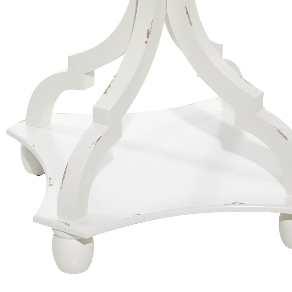 Maple and Jade Accent End Table with Wood Top in Distressed Brown and White, , large