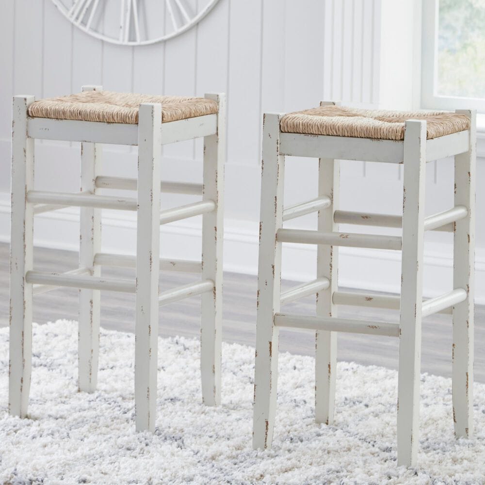 Ashley Mirimyn Bar Stool Set of 2 in White, , large
