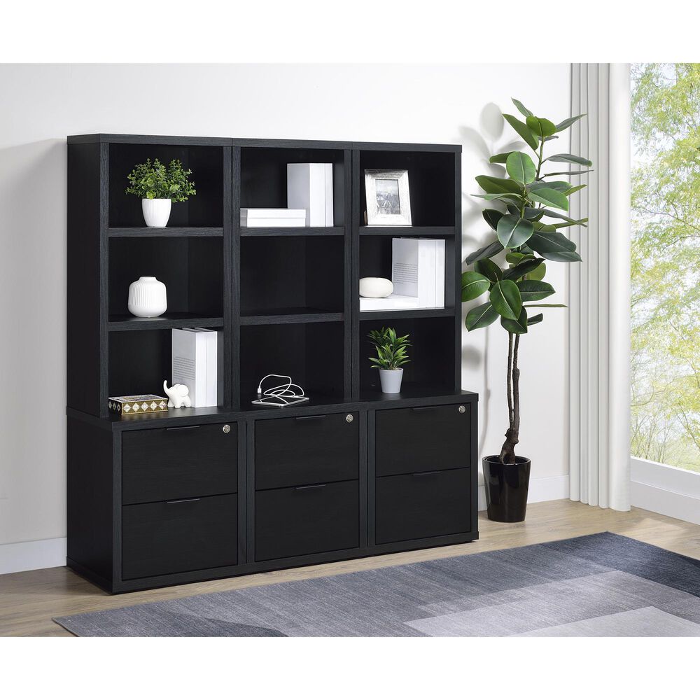 Coaster Westpark 3-Shelf Bookcase with USB and Lockable Drawer in Black, , large
