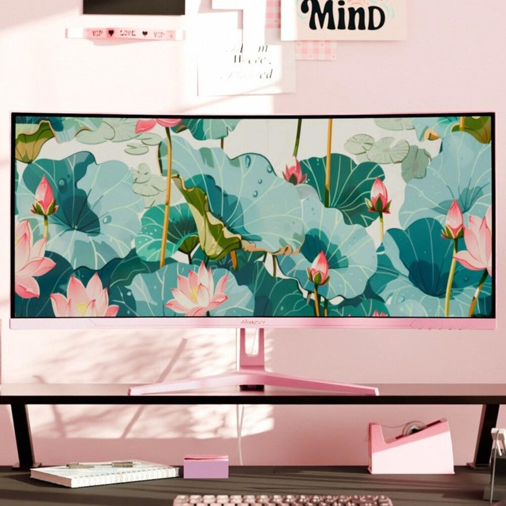 Arozzi Nova 34" Curved VA 165Hz Gaming Monitor in Pink, , large
