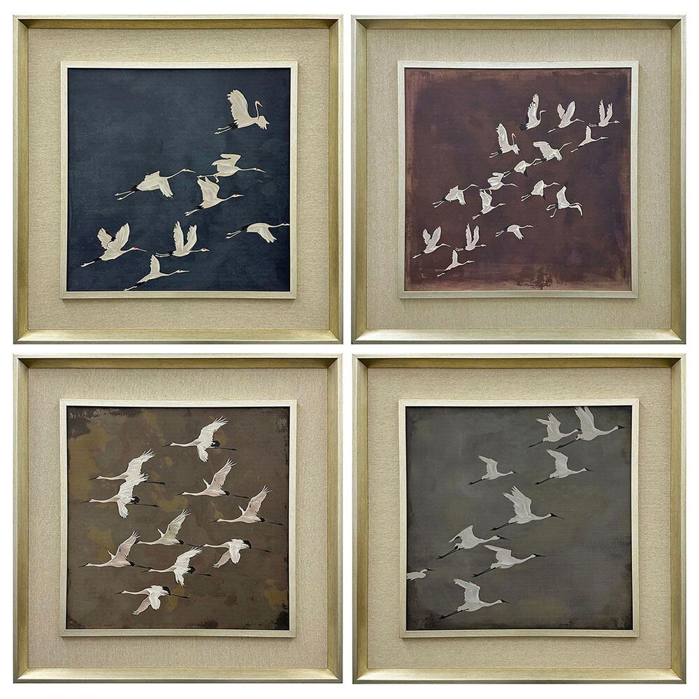 Slatehouse Flocking Feathers 28" x 28" Wall Art in Multicolor (Set of 4), , large