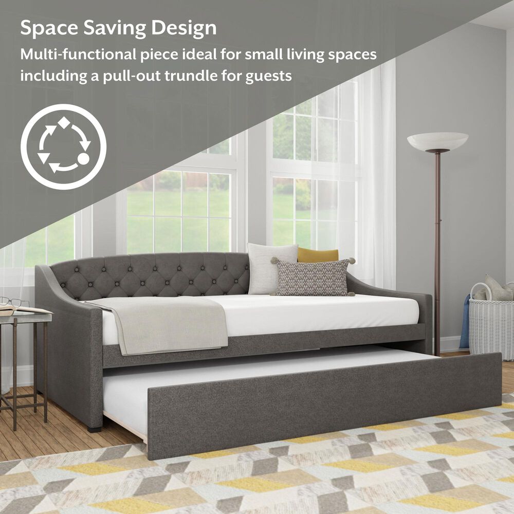 The Monday Company Zoey Upholstered Daybed with Trundle in Charcoal, , large