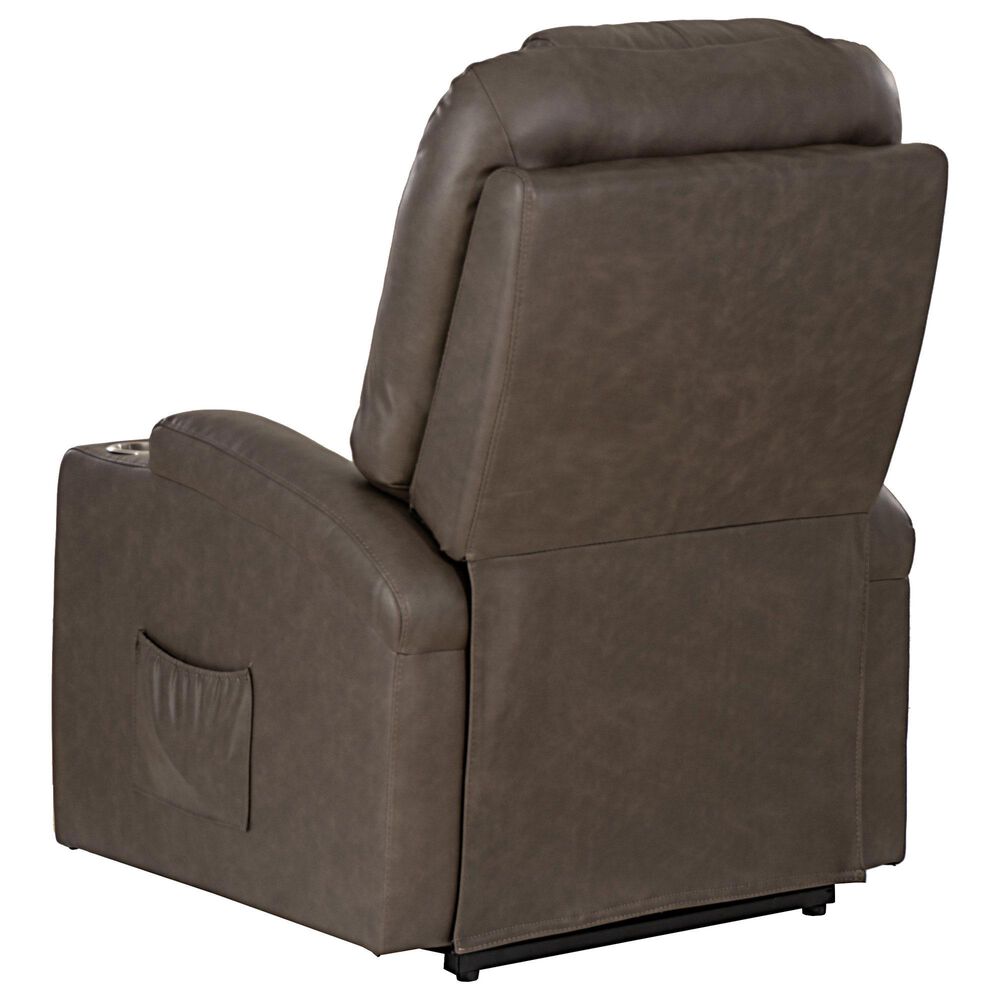 Linon Home Decor Peoria Power Lift Recliner in Mushroom, , large