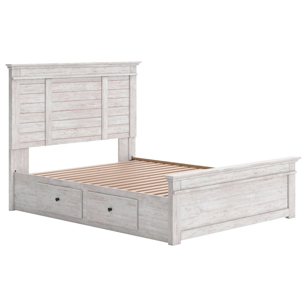 Ashley Makidern 2 Piece Queen Storage Bedroom Set with Four Drawers in Whitewash, , large