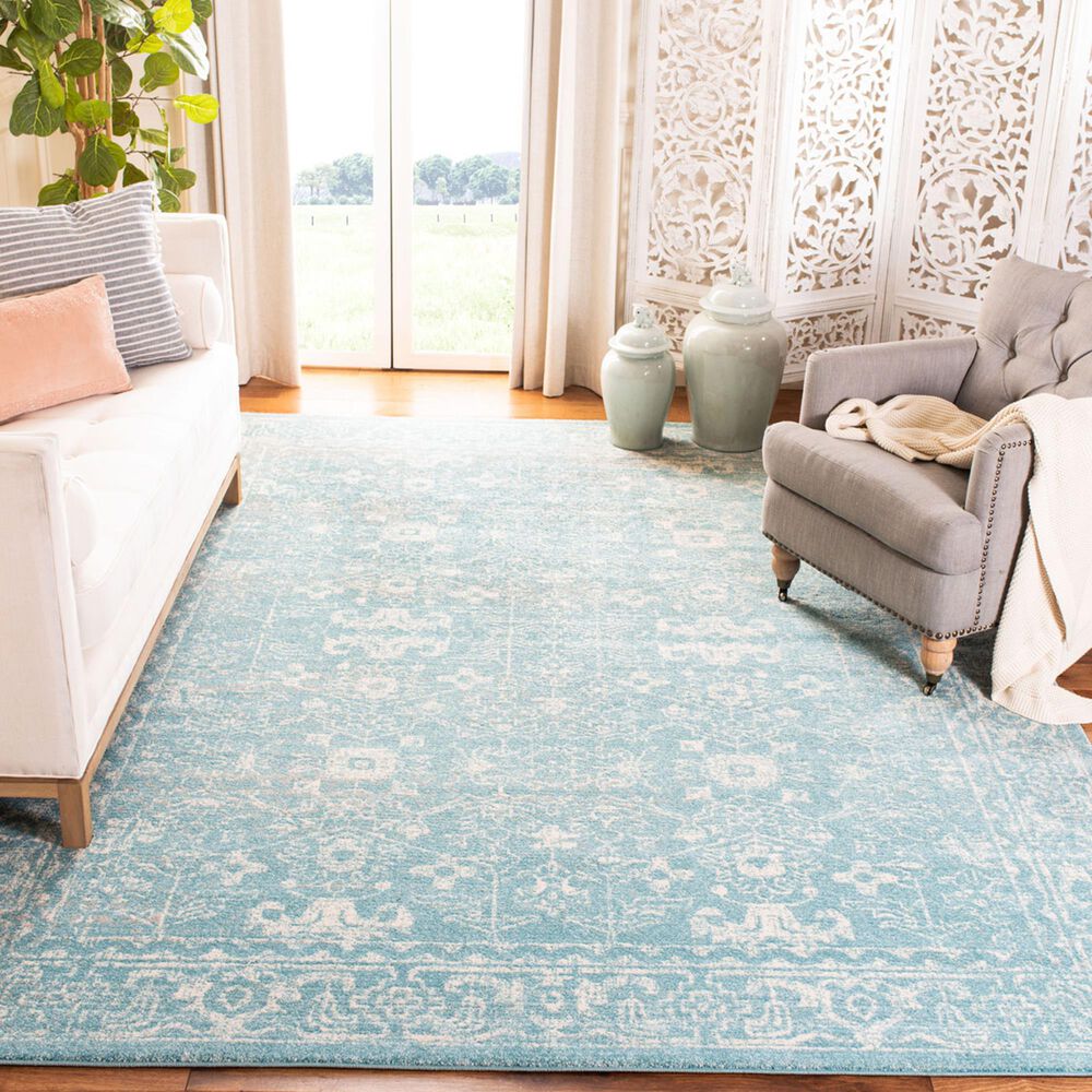 Safavieh Evoke EVK270D 10&#39; x 14&#39; Light Blue and Ivory Area Rug, , large
